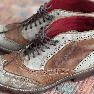 Bed Stu Brown and Cream Ankle Boots